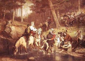 The water crossing by Adolph Tidemand