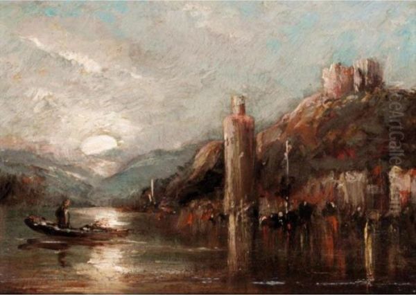 Lake Landscape By Moonlight - view 1