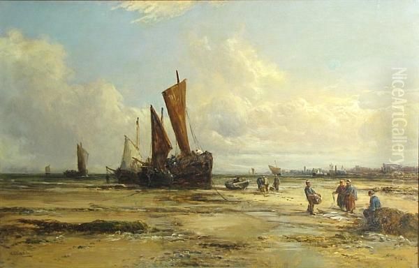 Beach Scene With Boats And Figures In The Foreground - view 1
