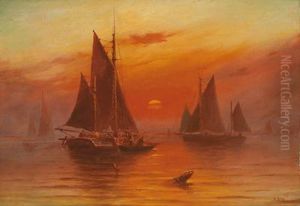 Heimkehrende Fischerboote Bei Sonnenuntergang by William Edward Webb