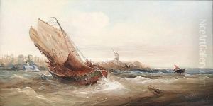 Fishing Boats Off The Coast by William Edward Webb
