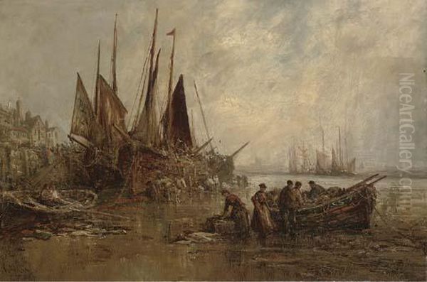 The Peel Fishing Fleet Unloading At Low Tide - view 1