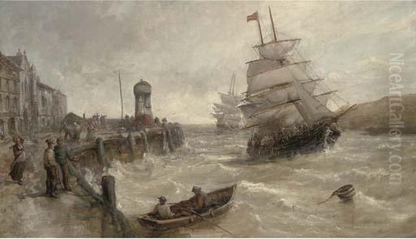 Sailing Traders Coming Into Port On The High Tide - view 1