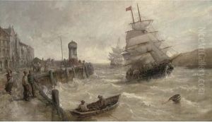 Sailing Traders Coming Into Port On The High Tide