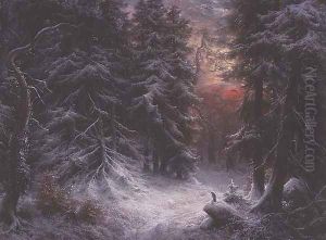 Snow Scene in the Black Forest by Carl Friedrich Wilhelm Trautschold
