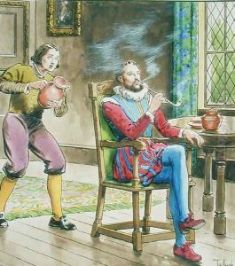 Sir Walter Raleigh 1554-1618 from Peeps into the Past, published c.1900 by Trelleek