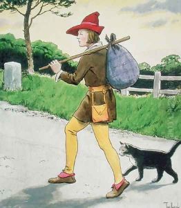 Dick Whittington 1358-1423 and his cat, from Peeps into the Past, published c.1900