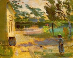 Courtyard in Sunshine 1928 by Janos Tornyai