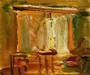 Interior with Curtained Window 1929 by Janos Tornyai
