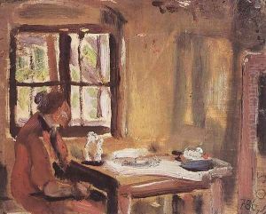 At the Window Rozsi at the Table 1933-34 by Janos Tornyai