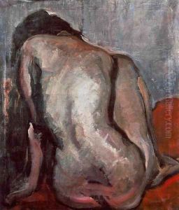 Sitting Nude from the Back 1919 by Janos Tornyai