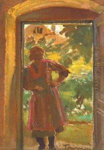 Woman Standing in a Door 1933-34 by Janos Tornyai