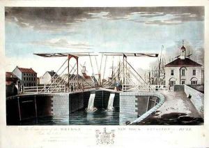 An East View of the Bridge and New Dock at Kingston upon Hull, 1786 by Robert Thew