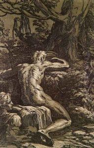 Nude Man in a Landscape c 1527 by Antonio Da Trento