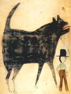 Man and Large Dog by Bill Traylor
