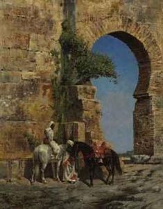 Horsemen Waiting At A Gateway
