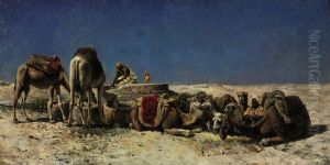 Camels Beside A Cistern by Edwin Lord Weeks