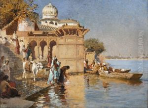 Along The Ghats, Mathura by Edwin Lord Weeks