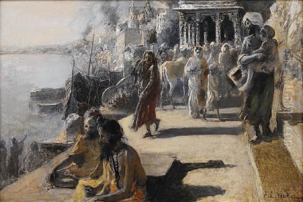 View Along The Ghats In Benares, India - view 1
