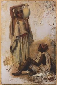 A Moorish Country Woman With A Jar And A Slavegirl