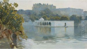 Lake At Oodeypore, India by Edwin Lord Weeks