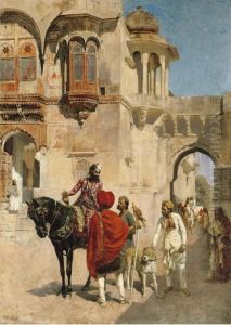 Departure For The Hunt In The Forecourt Of A Palace Ofjodhpore by Edwin Lord Weeks
