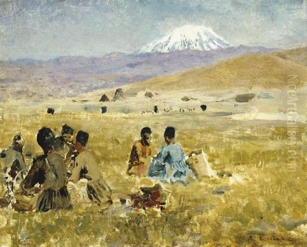 Persians Lunching On The Grass, Mt. Ararat In The Distance - view 1