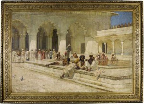 The Hour Of Prayer At Muti-mushid (pearl Mosque), Agra by Edwin Lord Weeks