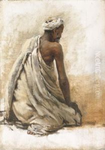 Moor In White, Squatting (moor At Prayer, Mosque In Cordoba, Spain) Moor In White, Squatting (moor At Prayer, Mosque In Cordoba, Spain)