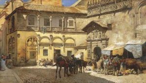 Market Square In Front Of The Sacristy And Doorway Of Thecathedral, Granada by Edwin Lord Weeks