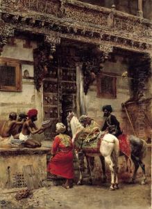 Craftsman Selling Cases By A Teak-wood Building, Ahmedabad by Edwin Lord Weeks