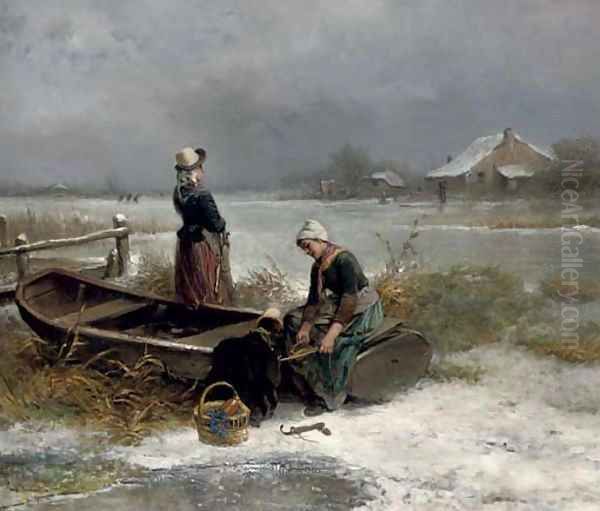 Pulling on the ice skates - view 1