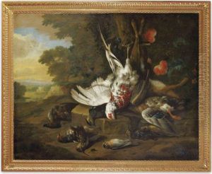 Still Life Of Dead Game In A Landscape by Jan Weenix