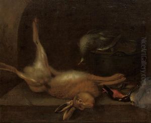 A Dead Hare And Birds On A Stone Ledge by Jan Weenix