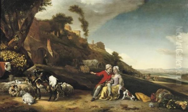 A Young Couple In An Italianate Landscape - view 1