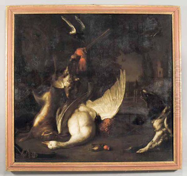 "natura Morta Con Trofei Di
Caccia" Olio , F.to E D.to J.weenix 1705 In Alto A Sin. Provenienza - view 1