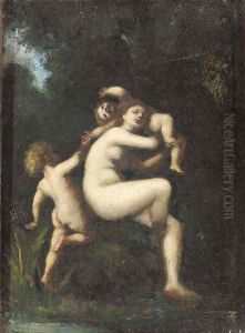 A nymph with two cherubs by Dorothy, nee Tennant Stanley
