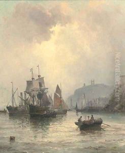 Congestion at the harbour mouth, Whitby by William A. Thornley or Thornbery