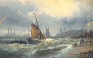 Fishing boats running into a Channel port on the tide