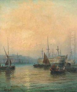 Hulks in the Medway at dusk