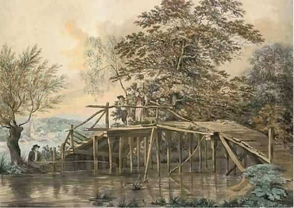 A milkmaid crossing a bridge - view 1