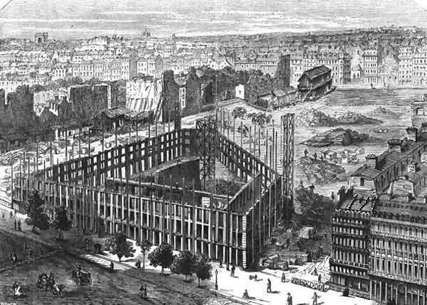Transformation of Paris- Building in 1861, between the streets Neuve-des-Mathurins, Chaussee-dAntin and boulevard des Capucines, location for the new Opera and building of the Hotel de la Paix, engraved by Predhomme fl.1840 - view 1