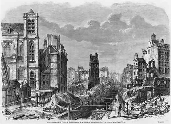 Improvements to Paris, transformation of Montagne Sainte-Genevieve, view taken from rue Saint-Victor, 1877 - view 1