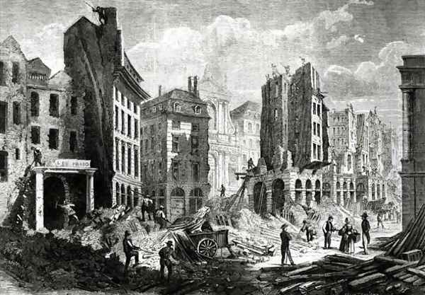 Construction of the Boulevard de Sebastopol now the Boulevard du Palais, in the Second Empire. View of the demolition of the Rue de la Barillerie in 1859, pub. by Henry Duff Linton 1815-99 - view 1
