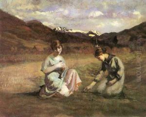Picking Violet 1920 by Janos Thorma