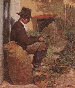 Peasant Shelling Peas c. 1910 by Janos Thorma