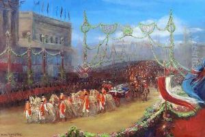 Queen Victoria's Diamond Jubilee: The Royal Procession Passing over London Bridge, 20 June 1897 by Helen Thornycroft