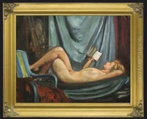 A Nude With A Book by Wojciech Weiss