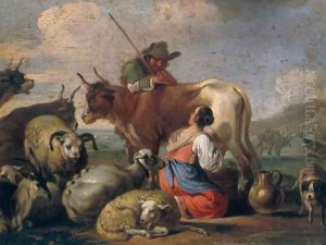 Milking Shepherds by Carl Christian Frederik Jacob Thomsen