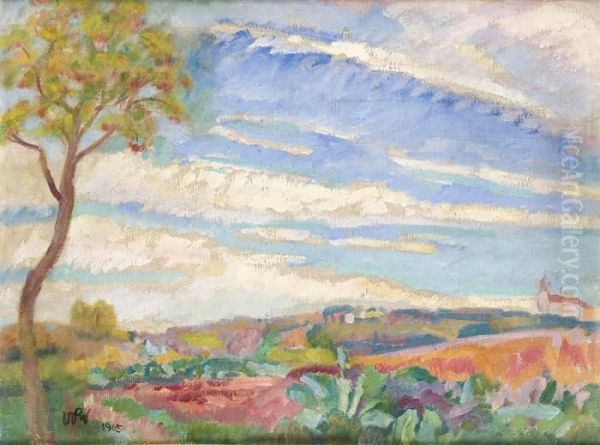 Pejzaz Z Czerwonym Drzewem - view 1